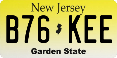 NJ license plate B76KEE