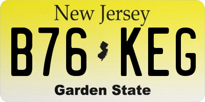 NJ license plate B76KEG