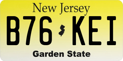 NJ license plate B76KEI