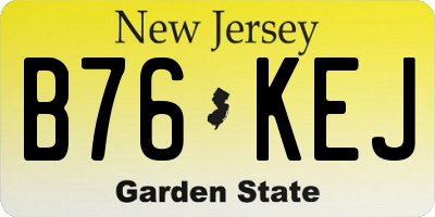 NJ license plate B76KEJ