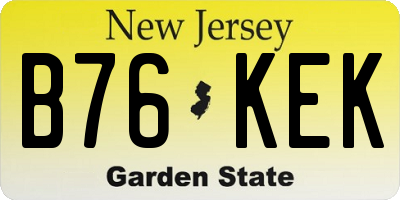 NJ license plate B76KEK