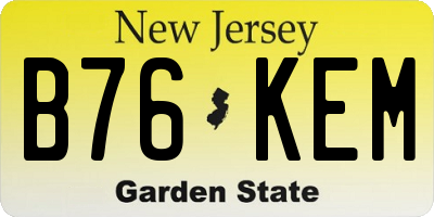 NJ license plate B76KEM