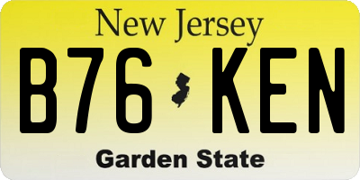 NJ license plate B76KEN