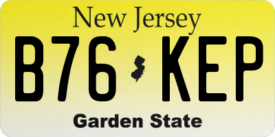 NJ license plate B76KEP