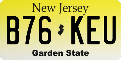 NJ license plate B76KEU