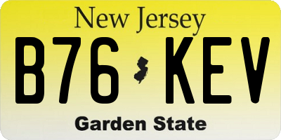 NJ license plate B76KEV