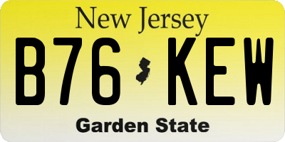 NJ license plate B76KEW