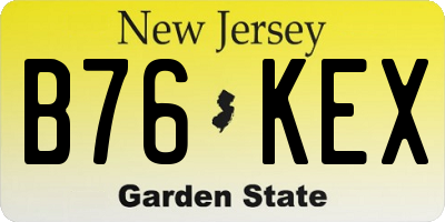 NJ license plate B76KEX