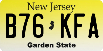 NJ license plate B76KFA