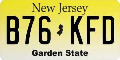 NJ license plate B76KFD