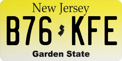 NJ license plate B76KFE