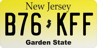 NJ license plate B76KFF