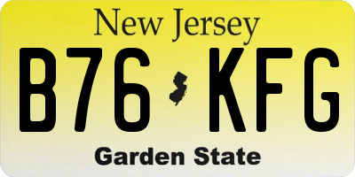 NJ license plate B76KFG