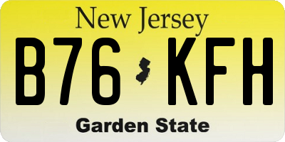 NJ license plate B76KFH