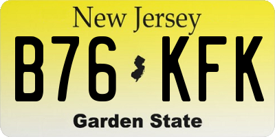 NJ license plate B76KFK