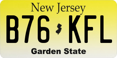 NJ license plate B76KFL