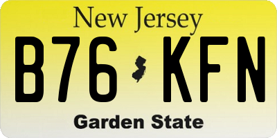 NJ license plate B76KFN