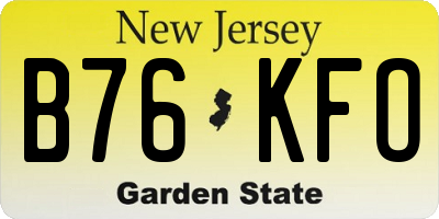 NJ license plate B76KFO
