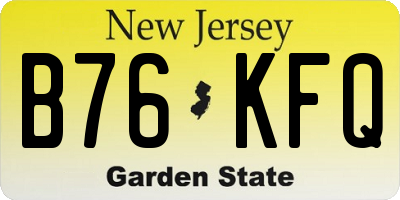 NJ license plate B76KFQ
