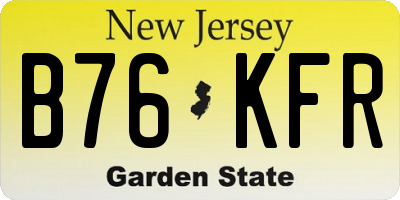 NJ license plate B76KFR