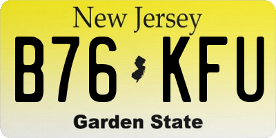 NJ license plate B76KFU