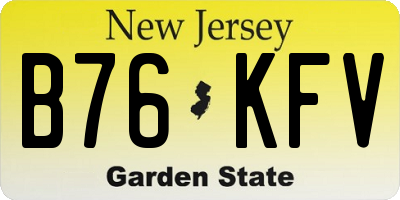 NJ license plate B76KFV