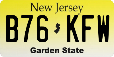 NJ license plate B76KFW