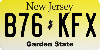 NJ license plate B76KFX