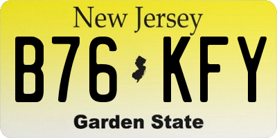 NJ license plate B76KFY