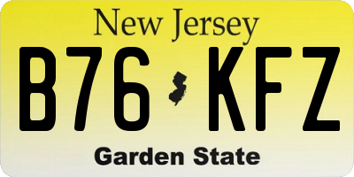 NJ license plate B76KFZ