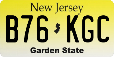 NJ license plate B76KGC