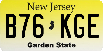 NJ license plate B76KGE