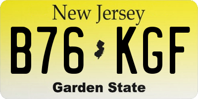 NJ license plate B76KGF