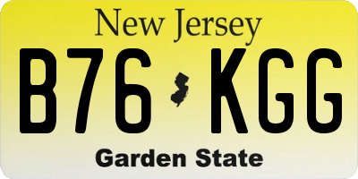 NJ license plate B76KGG