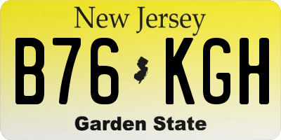 NJ license plate B76KGH