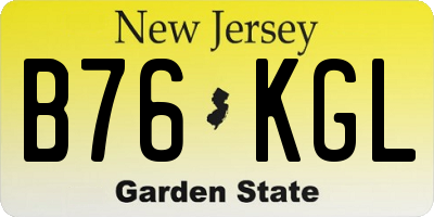 NJ license plate B76KGL