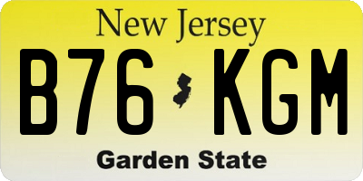 NJ license plate B76KGM
