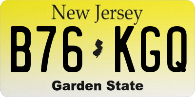 NJ license plate B76KGQ