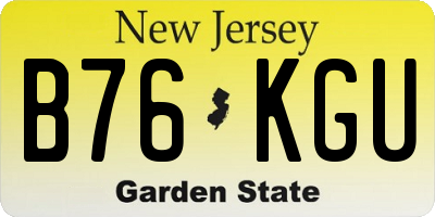 NJ license plate B76KGU