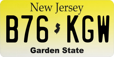 NJ license plate B76KGW