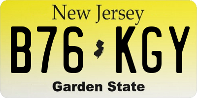 NJ license plate B76KGY