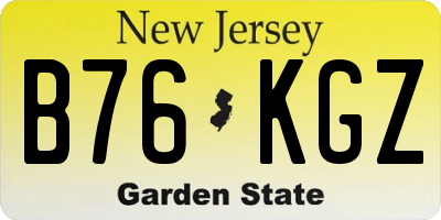 NJ license plate B76KGZ