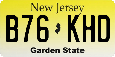 NJ license plate B76KHD