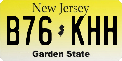 NJ license plate B76KHH