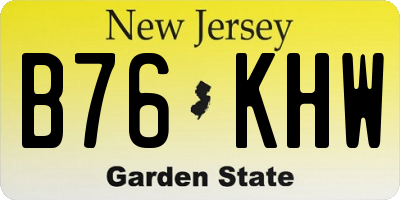 NJ license plate B76KHW
