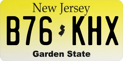 NJ license plate B76KHX