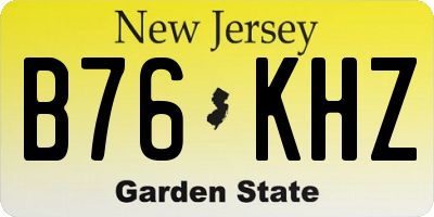 NJ license plate B76KHZ