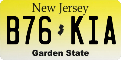NJ license plate B76KIA