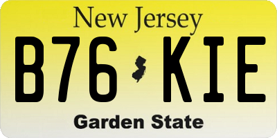NJ license plate B76KIE