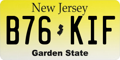 NJ license plate B76KIF
